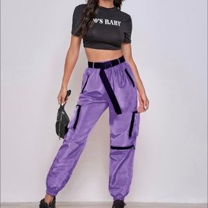 Brand New! SHEIN Coolane Zipper Patch Pocket Push Buckle Belted Wind Joggers!